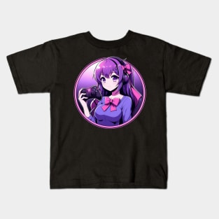 Purple gamer girl Kids T-Shirt